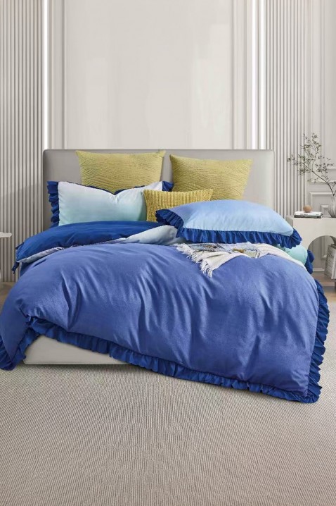 Спален комплект SIOGERY BLUE 200x220 cm памук - 3 части, Цвят: син, IVET.BG - Твоят онлайн бутик.