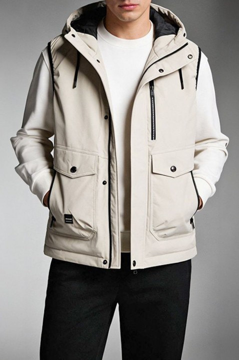 Мъжки елек FAMOZO ECRU, Цвят: екрю, IVET.BG - Твоят онлайн бутик.