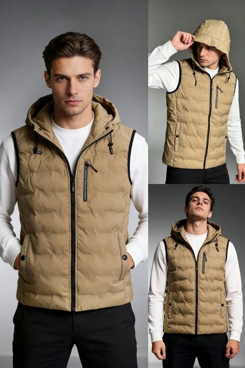 Мъжки елек RIKTOZ, Цвят: беж, IVET.BG - Твоят онлайн бутик.