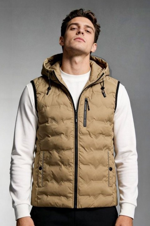 Мъжки елек RIKTOZ, Цвят: беж, IVET.BG - Твоят онлайн бутик.