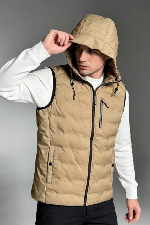 Мъжки елек RIKTOZ, Цвят: беж, IVET.BG - Твоят онлайн бутик.