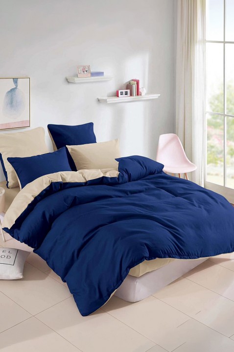 Спален комплект SINELY 160x200 cm памук - 4 части, Цвят: тъмносин, IVET.BG - Твоят онлайн бутик.