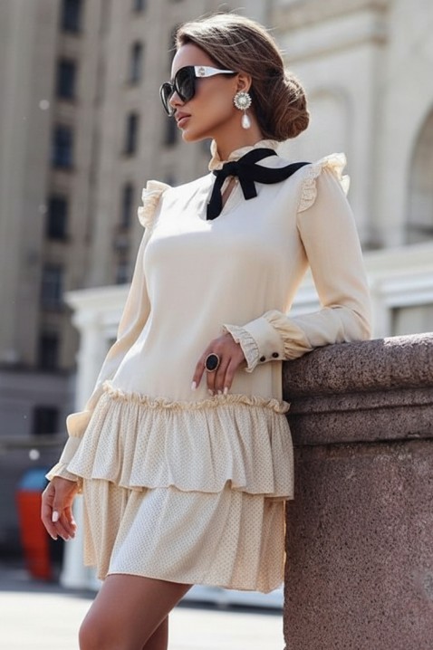 Рокля VLODELZA, Цвят: екрю, IVET.BG - Твоят онлайн бутик.