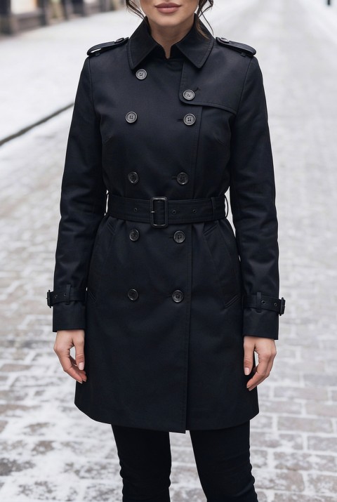 Тренчкот LORVELMA, Цвят: черен, IVET.BG - Твоят онлайн бутик.