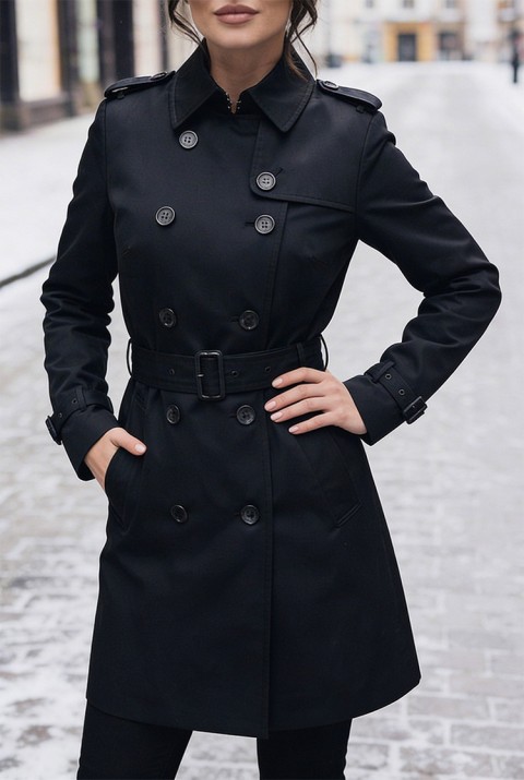 Тренчкот LORVELMA, Цвят: черен, IVET.BG - Твоят онлайн бутик.