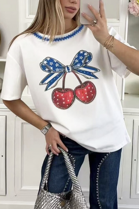 Тениска CHAROLZA, Цвят: бял, IVET.BG - Твоят онлайн бутик.