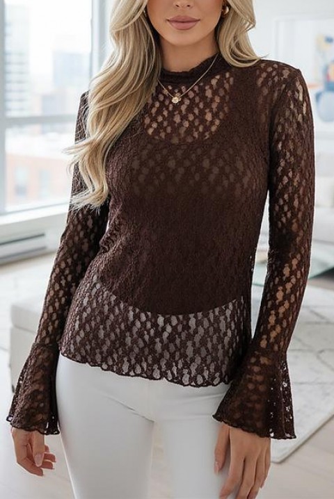 Дамска блуза LALVERZA BROWN, Цвят: кафяв, IVET.BG - Твоят онлайн бутик.