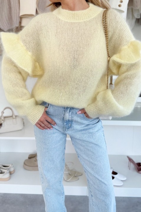 Пуловер MEHORZA YELLOW, Цвят: жълт, IVET.BG - Твоят онлайн бутик.