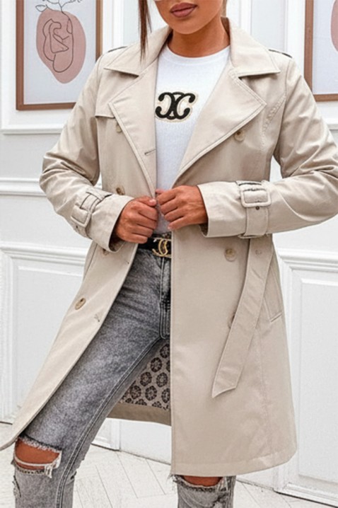 Тренчкот GRELOZA ECRU, Цвят: екрю, IVET.BG - Твоят онлайн бутик.