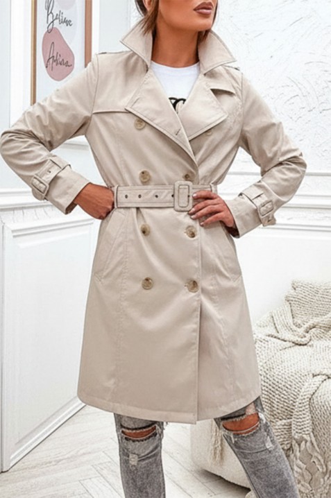 Тренчкот GRELOZA ECRU, Цвят: екрю, IVET.BG - Твоят онлайн бутик.
