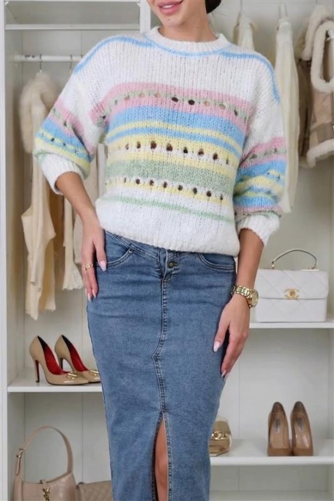 Пуловер NARVELA WHITE, Цвят: бял, IVET.BG - Твоят онлайн бутик.