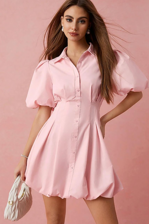 Рокля BLOVELZA, Цвят: пудра, IVET.BG - Твоят онлайн бутик.