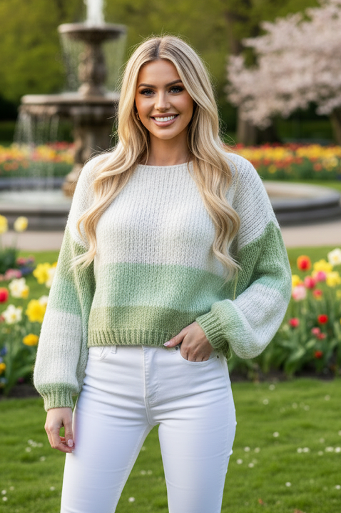 Пуловер OLIVELZA GREEN, Цвят: зелен, IVET.BG - Твоят онлайн бутик.