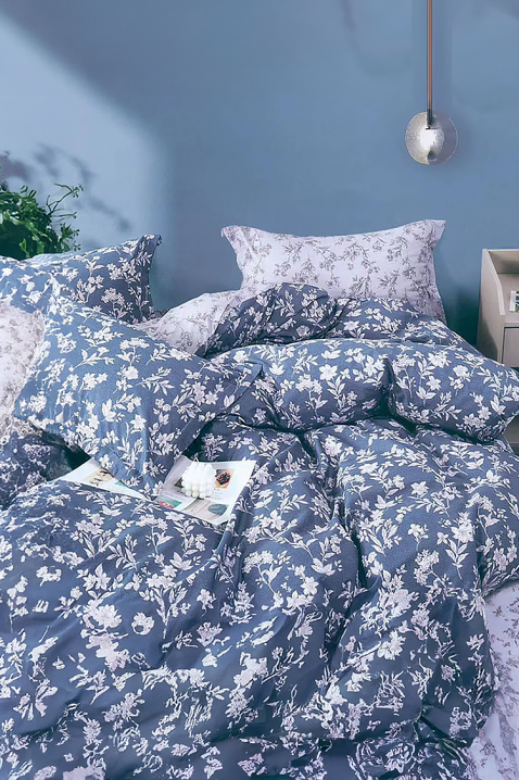 Спален комплект ZERDOLFA 160x200 cm памук - 4 части, Цвят: син, IVET.BG - Твоят онлайн бутик.