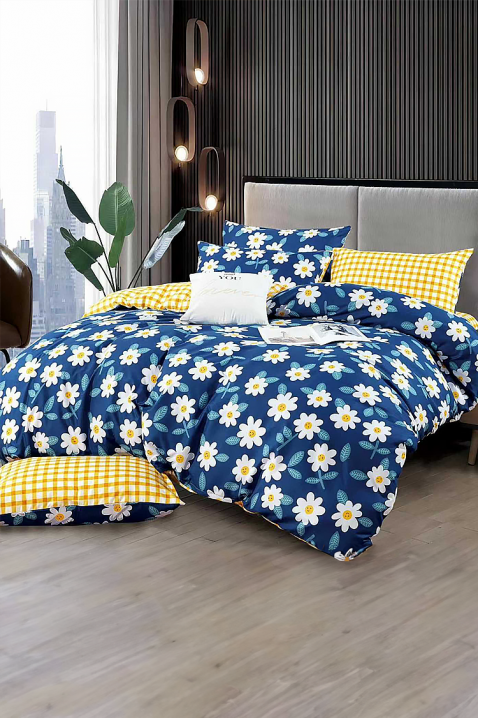 Спален комплект KROVEFA 160x200 cm памук - 4 части, Цвят: син, IVET.BG - Твоят онлайн бутик.