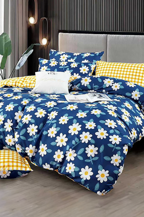 Спален комплект KROVEFA 160x200 cm памук - 4 части, Цвят: син, IVET.BG - Твоят онлайн бутик.