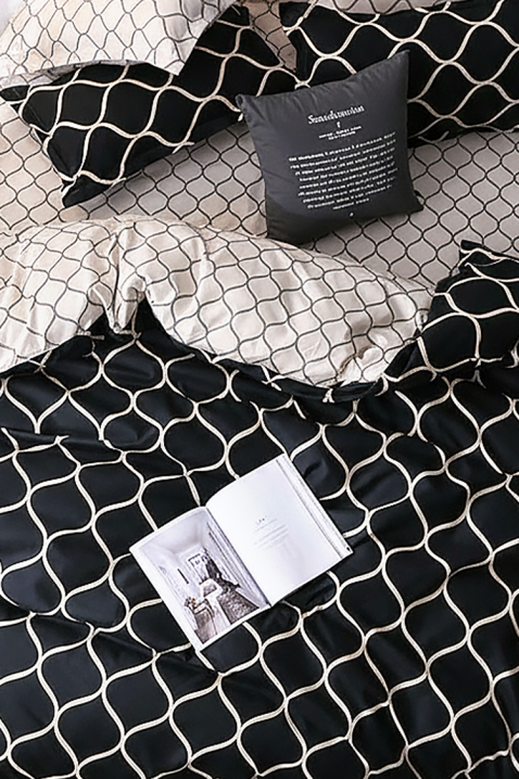 Спален комплект MIOXEJA 160x200 cm памук - 4 части, Цвят: черен, IVET.BG - Твоят онлайн бутик.