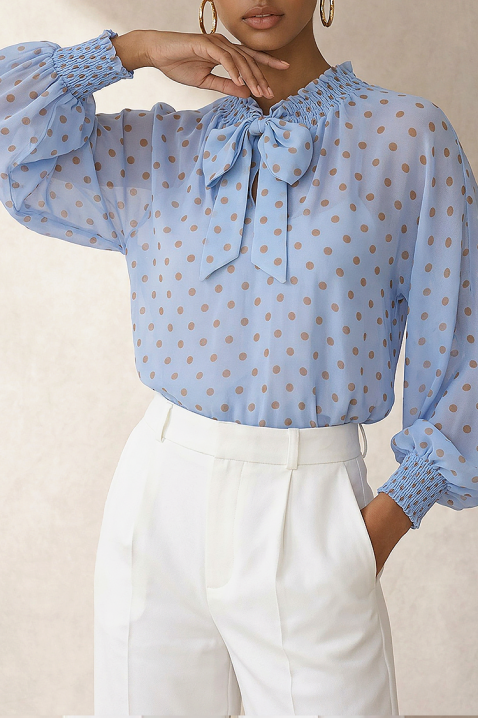 Дамска блуза ARLEKINA, Цвят: светлосин, IVET.BG - Твоят онлайн бутик.