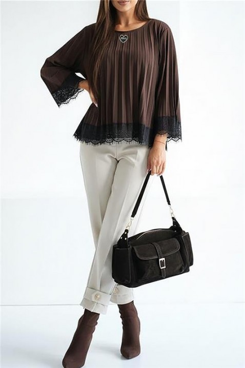 Дамска блуза VLANDENA BROWN, Цвят: кафяв, IVET.BG - Твоят онлайн бутик.