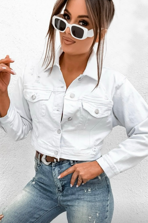 Дънково яке PROMOLVA, Цвят: бял, IVET.BG - Твоят онлайн бутик.