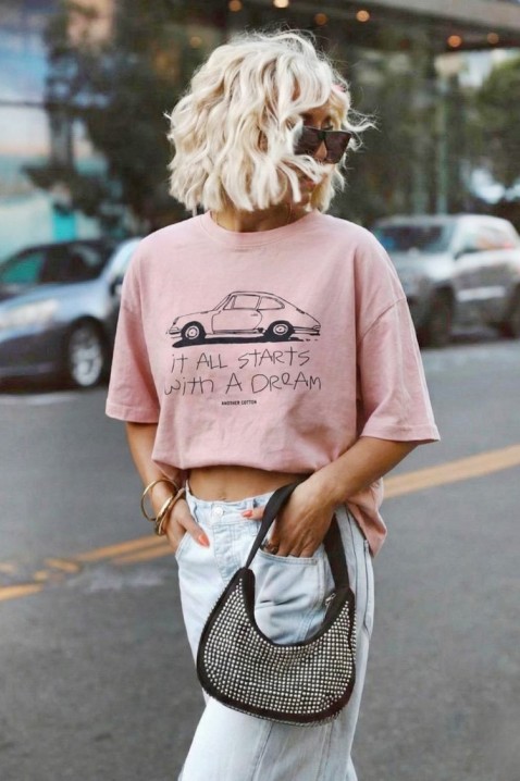 Тениска ALEMINDA, Цвят: розов, IVET.BG - Твоят онлайн бутик.