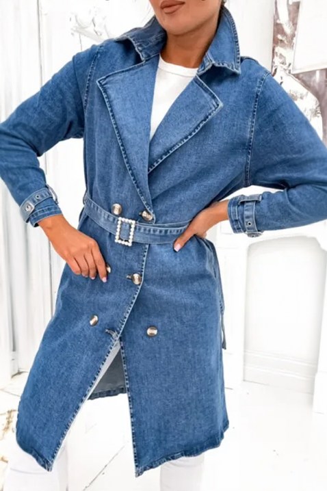 Тренчкот ALEXITA, Цвят: син, IVET.BG - Твоят онлайн бутик.