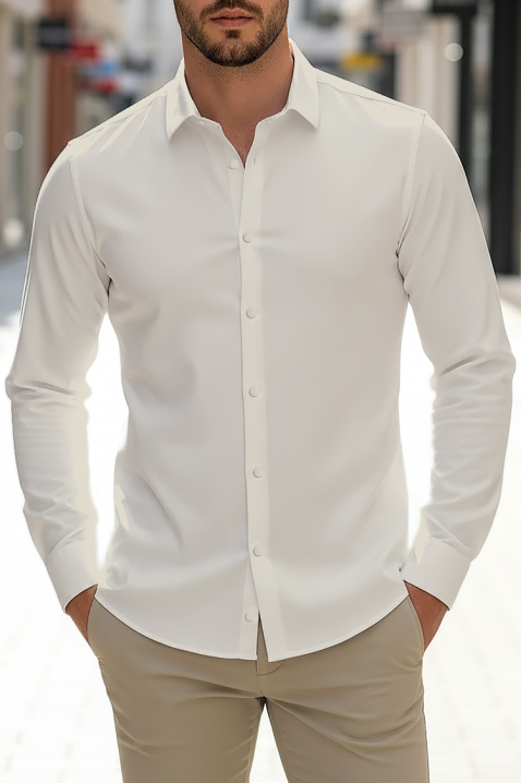 Мъжка риза FERIZO ECRU, Цвят: екрю, IVET.BG - Твоят онлайн бутик.