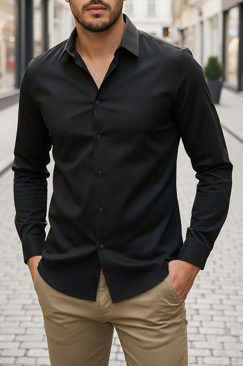 Мъжка риза FERIZO BLACK, Цвят: черен, IVET.BG - Твоят онлайн бутик.