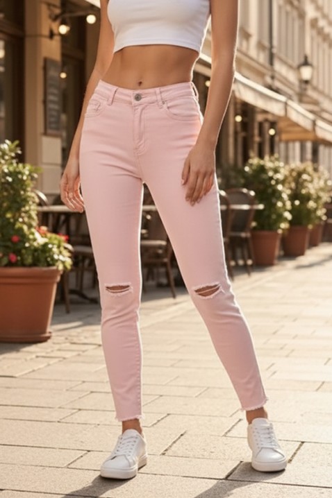 Дънки ROZALIANDA, Цвят: пудра, IVET.BG - Твоят онлайн бутик.