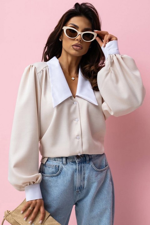 Дамска риза KESINA ECRU, Цвят: екрю, IVET.BG - Твоят онлайн бутик.