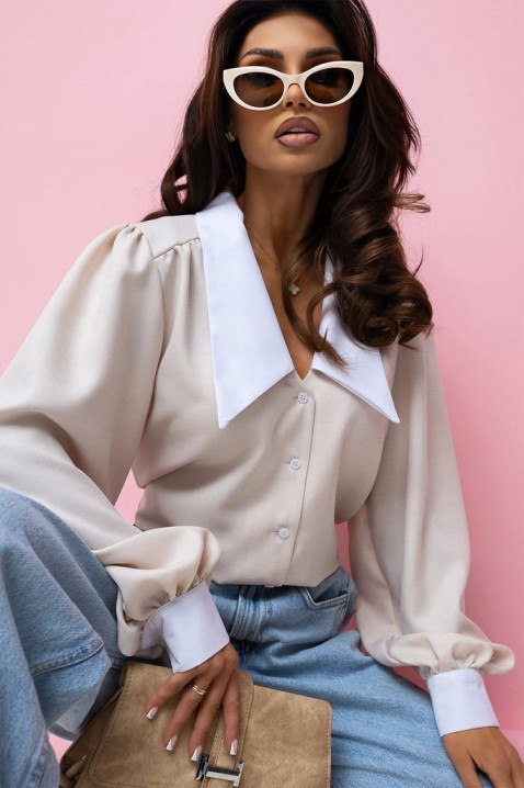 Дамска риза KESINA ECRU, Цвят: екрю, IVET.BG - Твоят онлайн бутик.