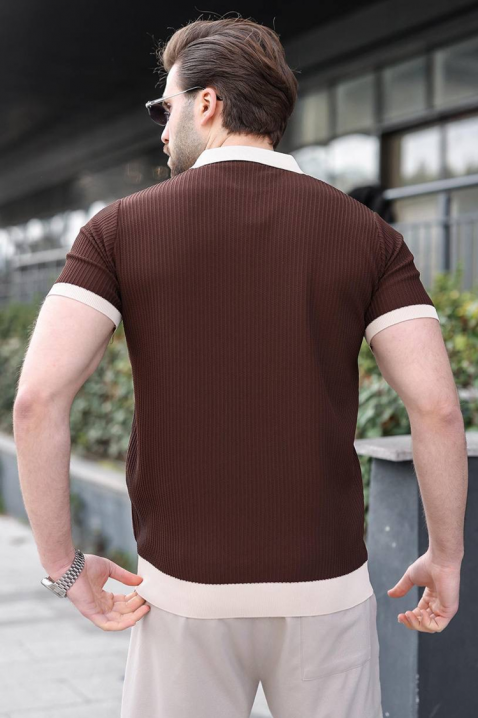 Мъжка тениска RONELMO BROWN, Цвят: кафяв, IVET.BG - Твоят онлайн бутик.