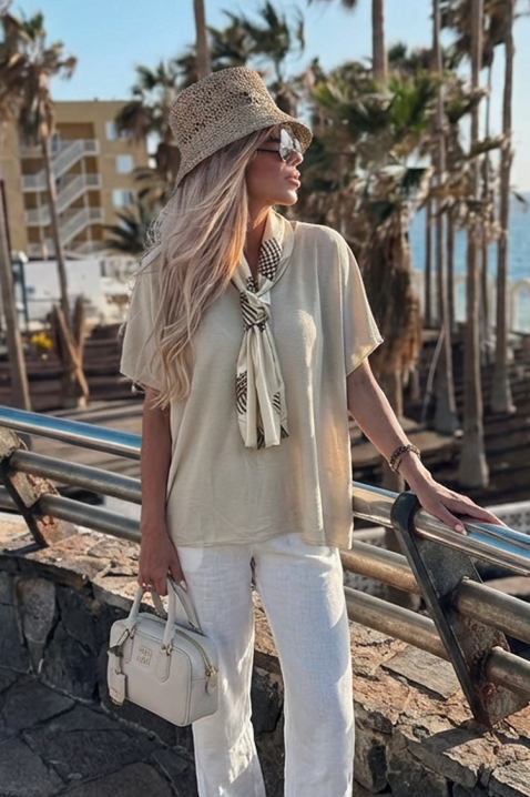 Тениска ZEVIRA ECRU, Цвят: екрю, IVET.BG - Твоят онлайн бутик.