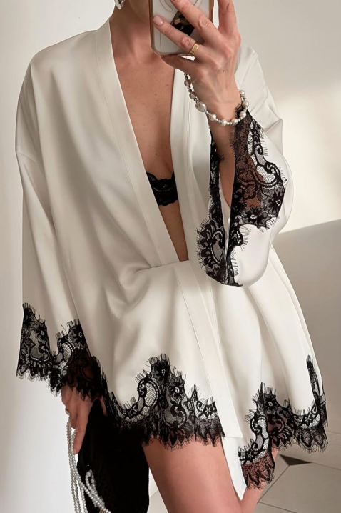 Кимоно OZENDRA, Цвят: бял, IVET.BG - Твоят онлайн бутик.