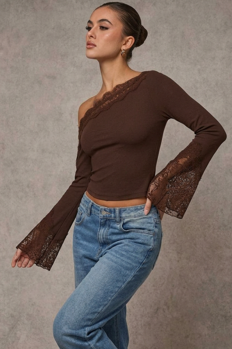 Дамска блуза ZAROLIA BROWN, Цвят: кафяв, IVET.BG - Твоят онлайн бутик.