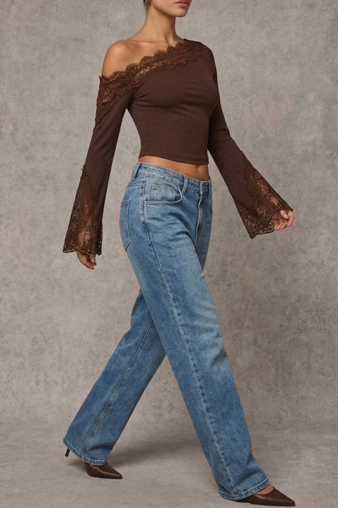 Дамска блуза ZAROLIA BROWN, Цвят: кафяв, IVET.BG - Твоят онлайн бутик.