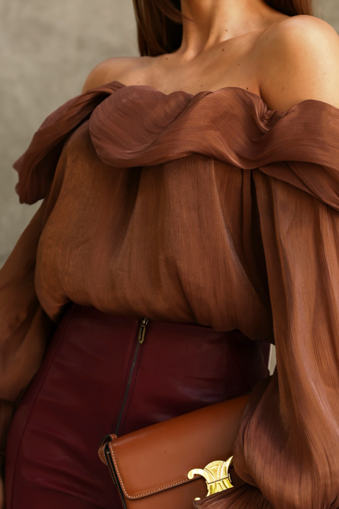 Дамска блуза CLAMOLZA, Цвят: светлокафяв, IVET.BG - Твоят онлайн бутик.