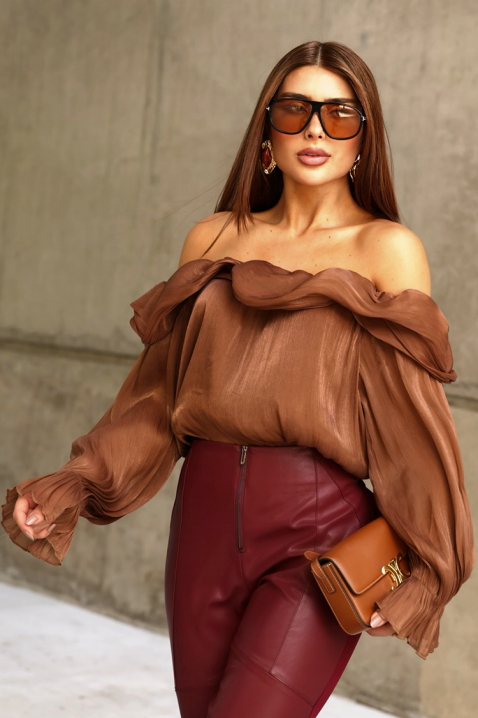 Дамска блуза CLAMOLZA, Цвят: светлокафяв, IVET.BG - Твоят онлайн бутик.