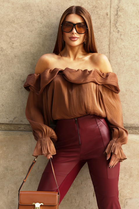 Дамска блуза CLAMOLZA, Цвят: светлокафяв, IVET.BG - Твоят онлайн бутик.