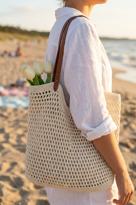 Плажна чанта DELVONDA ECRU, Цвят: екрю, IVET.BG - Твоят онлайн бутик.