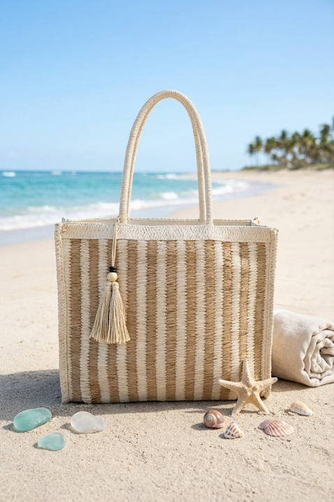 Плажна чанта VLONDILA ECRU, Цвят: екрю, IVET.BG - Твоят онлайн бутик.