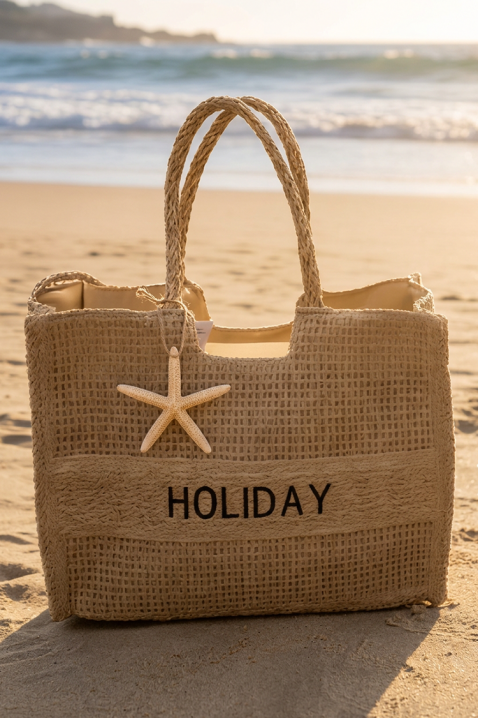Плажна чанта HOLIANZA BEIGE, Цвят: беж, IVET.BG - Твоят онлайн бутик.