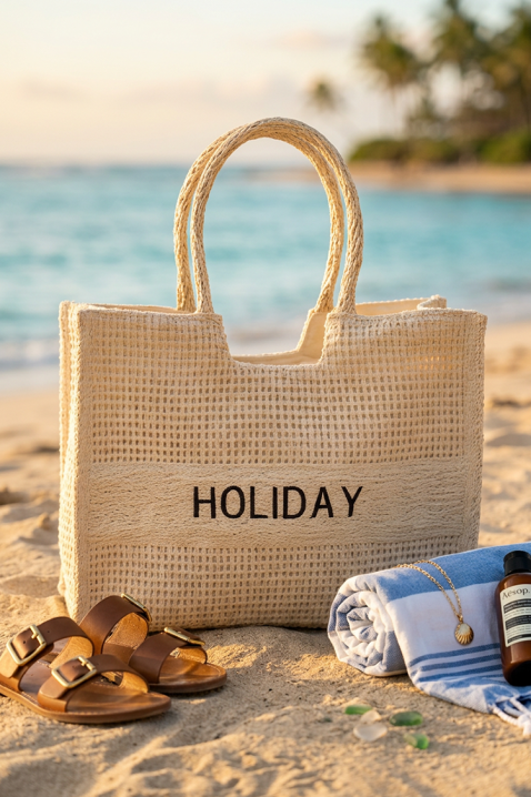 Плажна чанта HOLIANZA ECRU, Цвят: беж, IVET.BG - Твоят онлайн бутик.