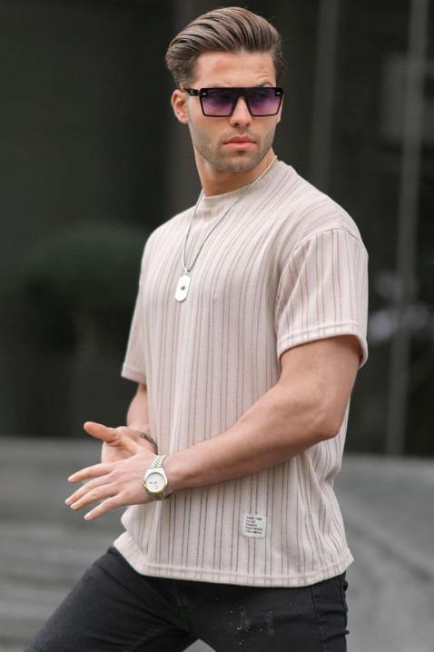 Мъжка тениска LODELZO BEIGE, Цвят: беж, IVET.BG - Твоят онлайн бутик.