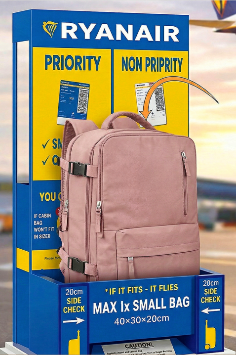 Раница за ръчен багаж RAYANAIR ROLNEZA PUDRA, Цвят: пудра, IVET.BG - Твоят онлайн бутик.