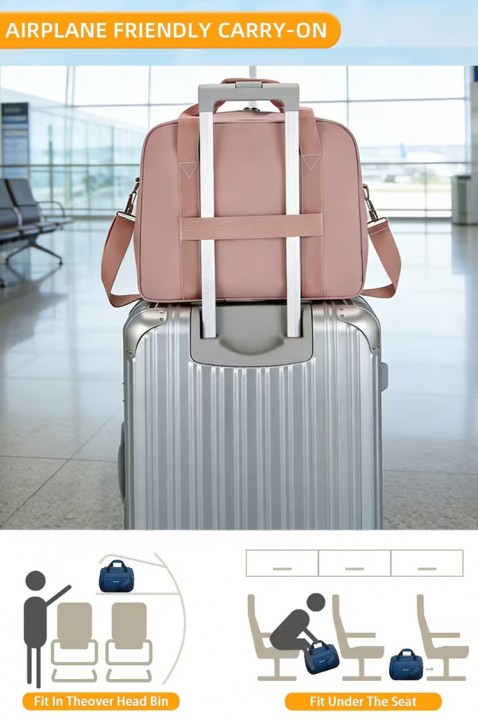 Чанта за ръчен багаж WINDINZA PUDRA - за Ryanair/Wizz Аir, Цвят: пудра, IVET.BG - Твоят онлайн бутик.