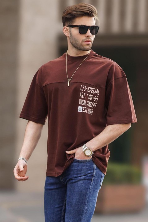 Мъжка тениска MARTILZO BROWN, Цвят: кафяв, IVET.BG - Твоят онлайн бутик.
