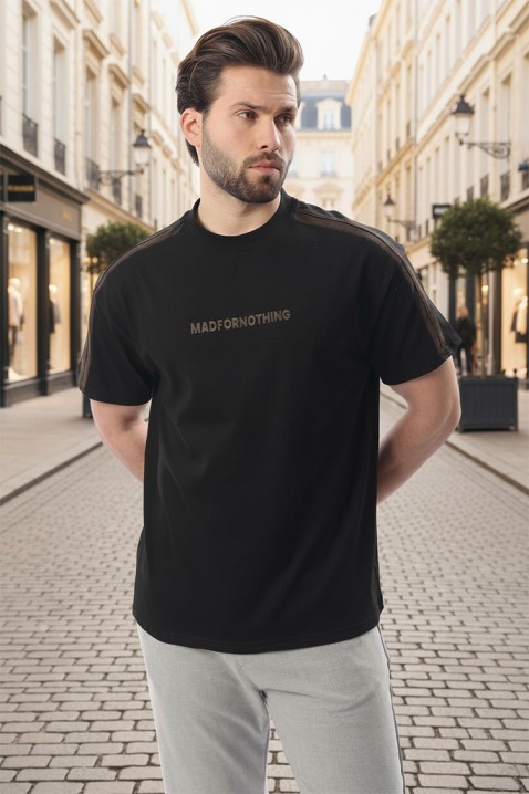 Мъжка тениска CHARLONZO BLACK, Цвят: черен, IVET.BG - Твоят онлайн бутик.