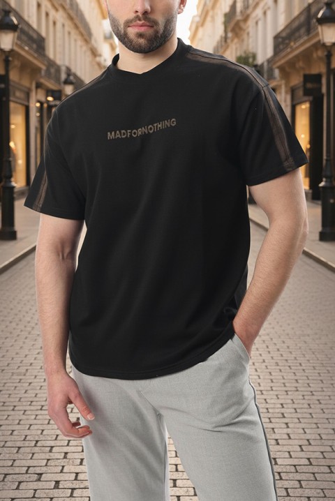 Мъжка тениска CHARLONZO BLACK, Цвят: черен, IVET.BG - Твоят онлайн бутик.