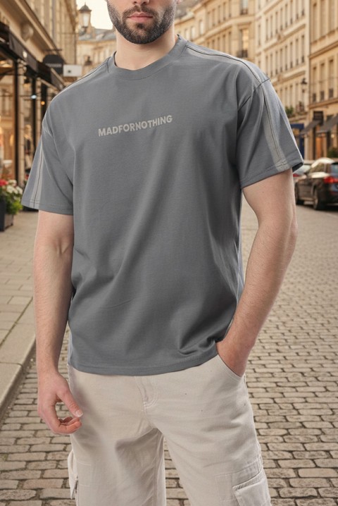 Мъжка тениска CHARLONZO GREY, Цвят: сив, IVET.BG - Твоят онлайн бутик.